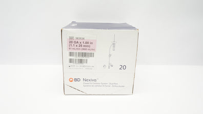 BD 383536 Nexiva Closed IV Cath. System 20Ga x 1.00inch 61mL/min - Box of 20